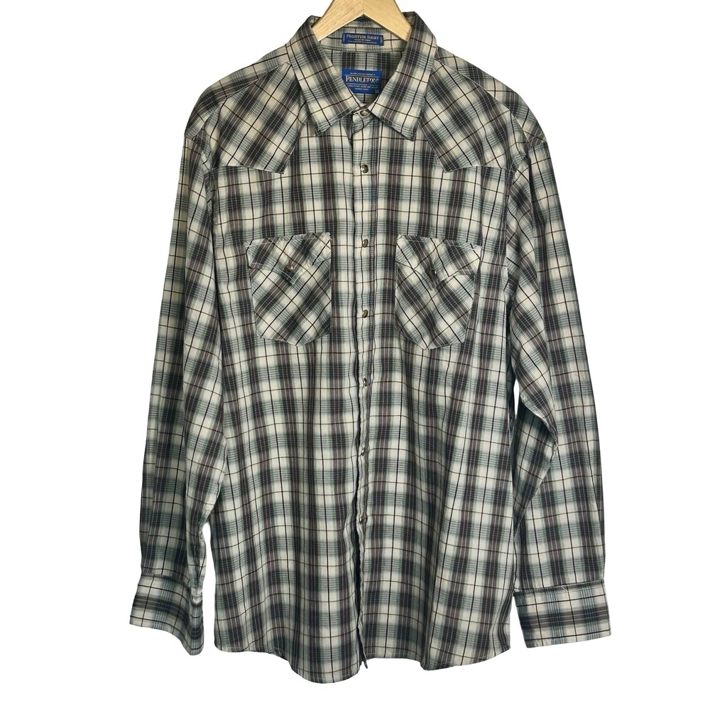 Pendleton Frontier Western Pearl Snap Shirt Men's XL Plaid Country Cowboy Rugged